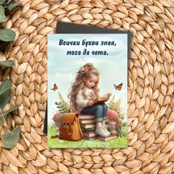 Магнит за празника на буквите с момиче- Мога да чета