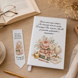 Кожена подвързия за книги с книгоразделител за учител