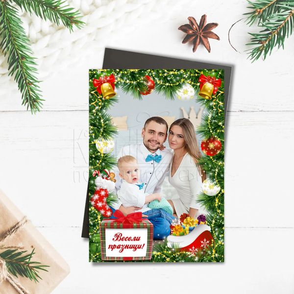 Коледен магнит със снимка  - Коледни камбанки