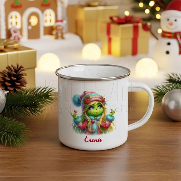 Коледно емайлирано канче - Жената на Гринч