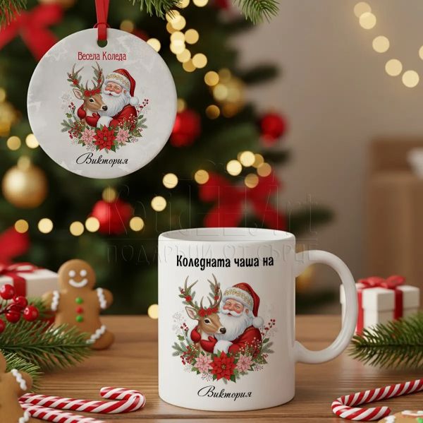 Коледен комплект с чаша и орнамент за елхата 