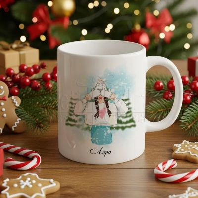 Зимна чаша с име и илюстрация на момиче 