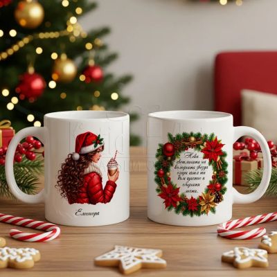 Коледна чаша с персонално послание за жена