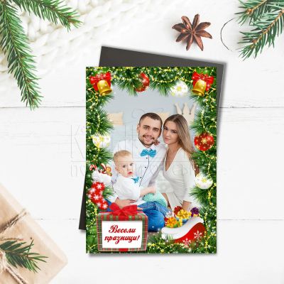 Коледен магнит със снимка  - Коледни камбанки
