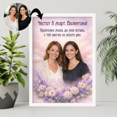 Арт постер по снимка за приятелка с име и пожелание 