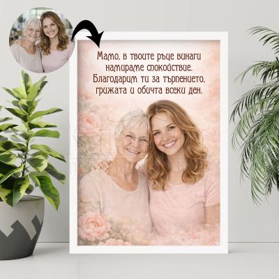 Арт постер по снимка за майка с благодарствен текст 